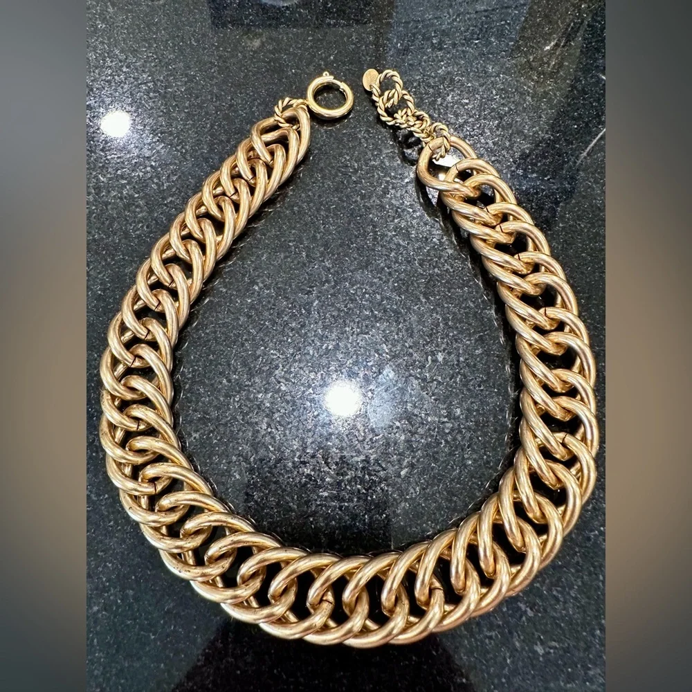 Elizabeth Cole Chunky Gold Link Statement Necklace
